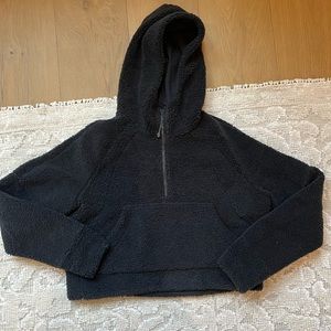 LULULEMON black fleece sherpa scuba half zip hoodie